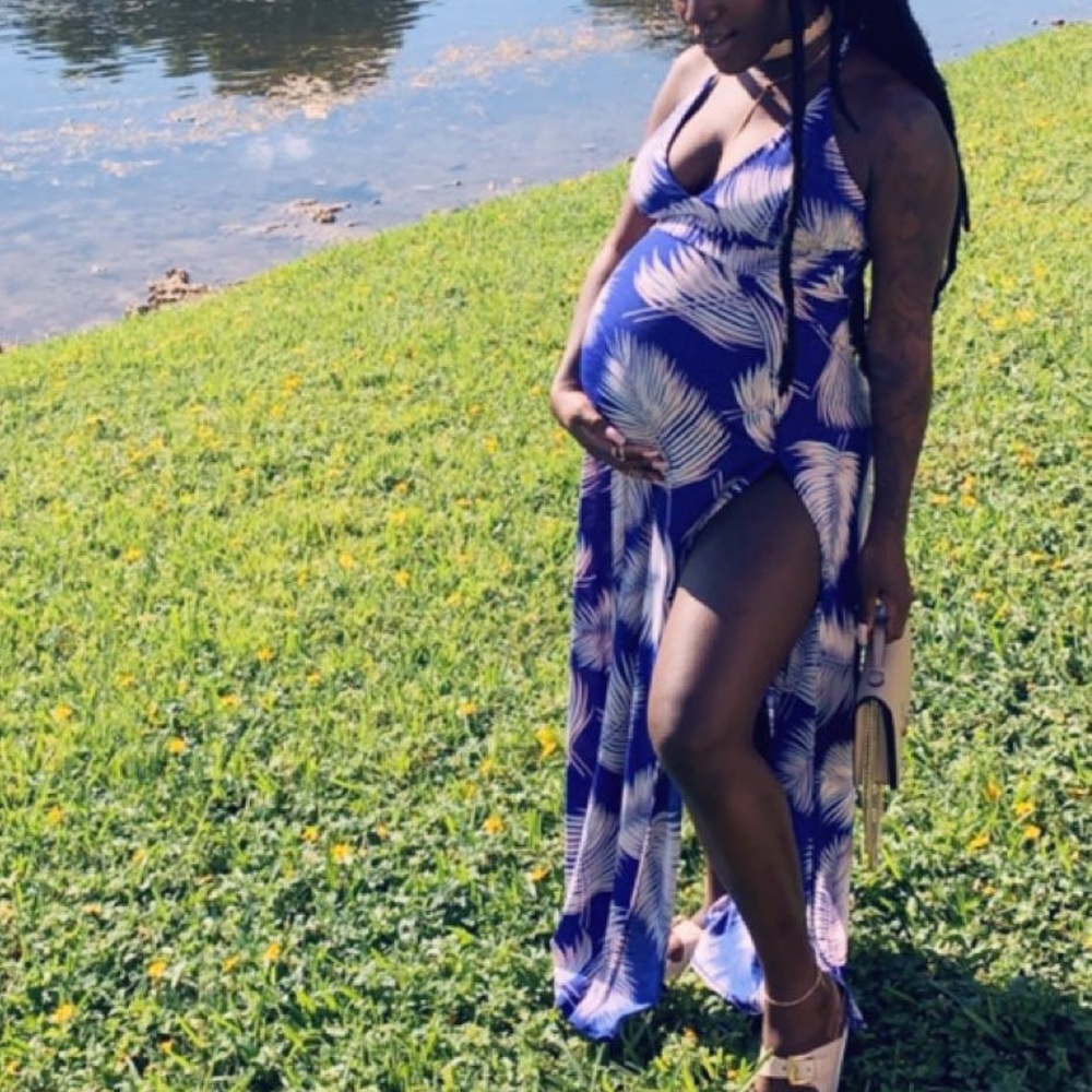 Blue 2-Split ankle length sundress